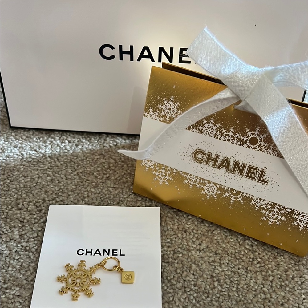 Chanel Gold Snowflake Charm with Gift Packaging